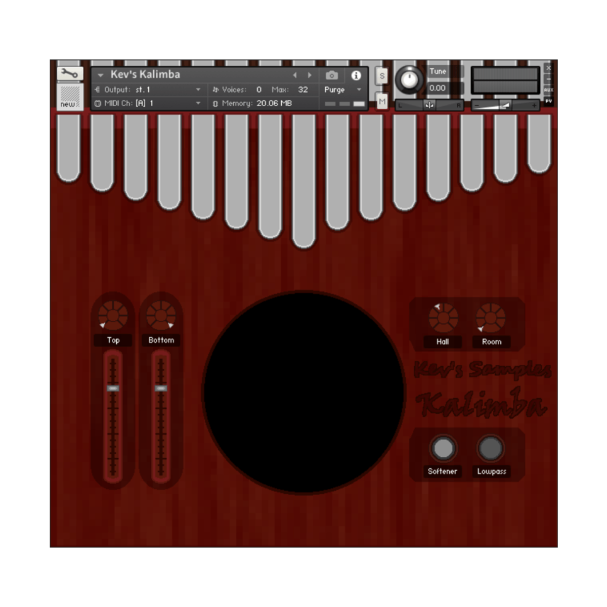 Kev's Samples - Kevs Kalimba Kontakt Instruments Software GUI Artwork