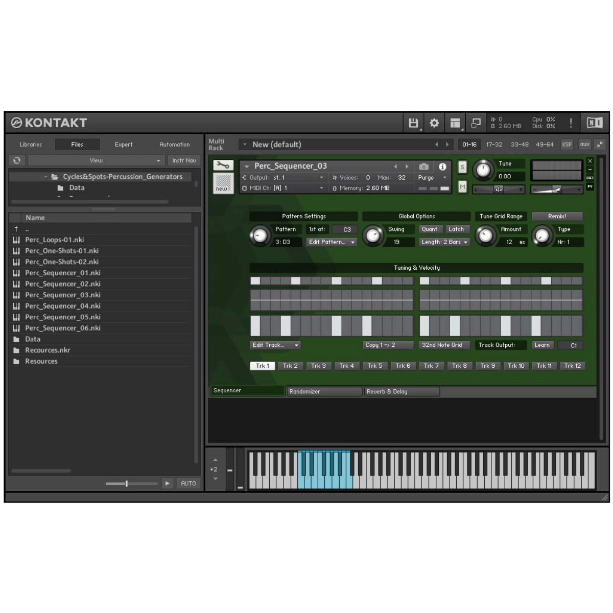 Cycles and Spots - Percussion Generators Kontakt Instruments Software GUI Artwork