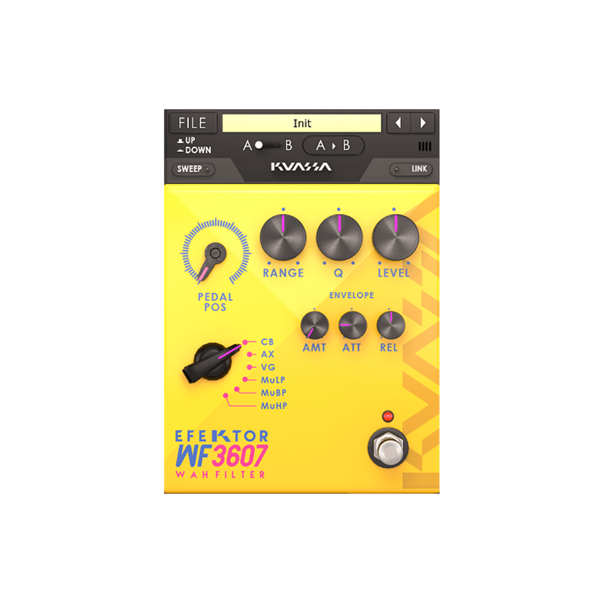 Kuassa - Efektor WF3607 Wah Filter  Plugins & FX Software GUI Artwork