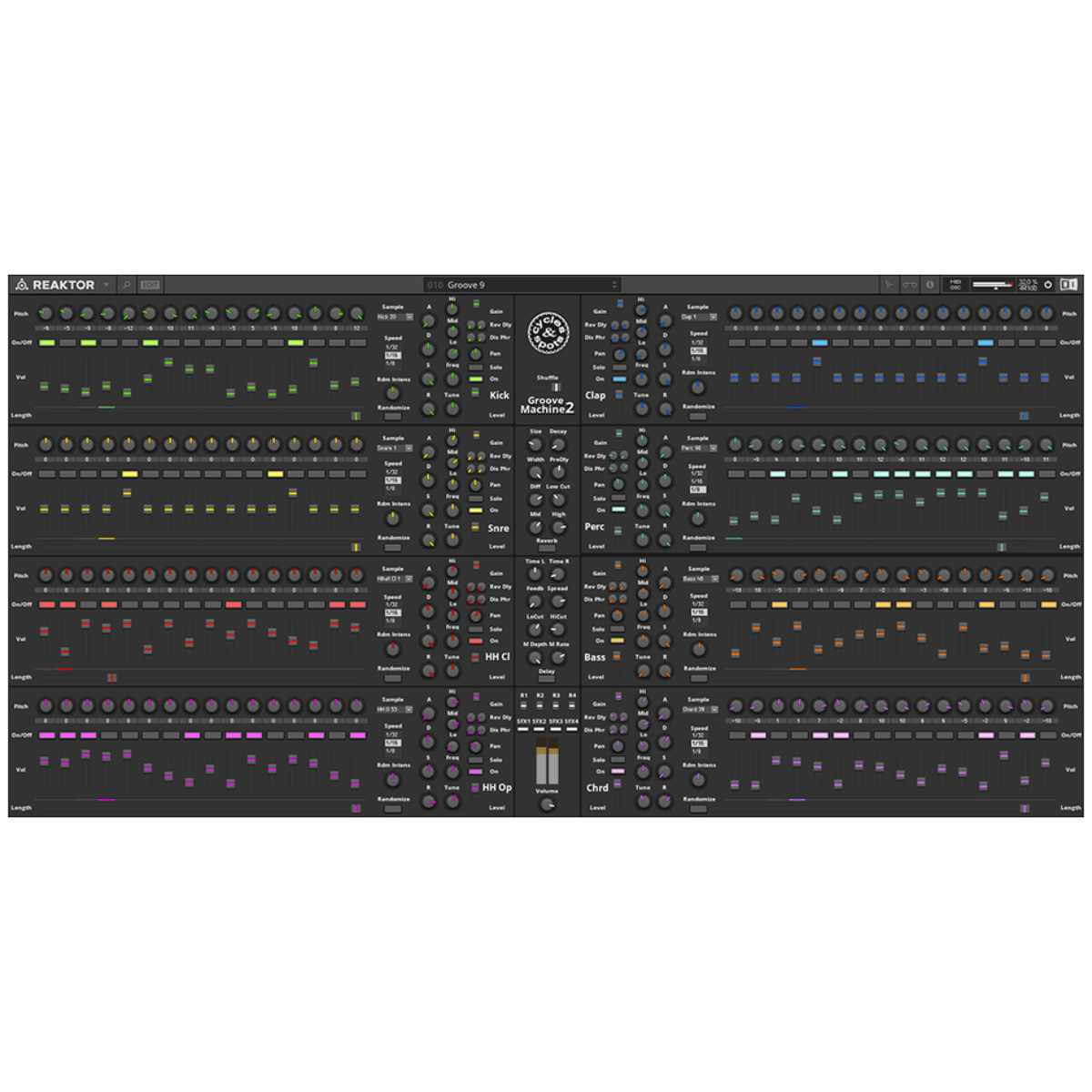 Cycles and Spots - Reaktor Groove Machine 2 Presets Software GUI Artwork