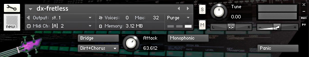 Noisy Michael - DX Fretless Kontakt Instruments Software GUI Artwork