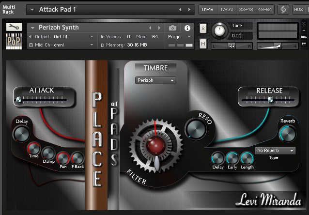 Levi Miranda - Place of Pads Kontakt Instruments Software GUI Artwork