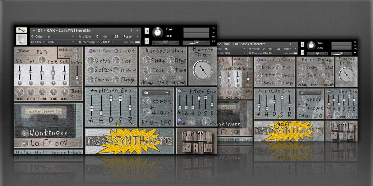 Rattly and Raw - The Cassyntherette Kontakt Instruments Software GUI Artwork
